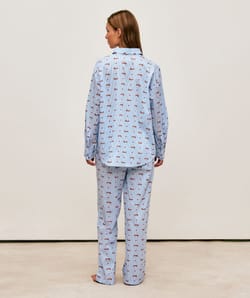 Striped poplin shirt with dachshunds;
