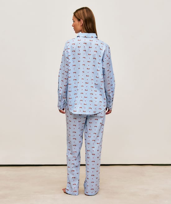 Striped poplin shirt with dachshunds;