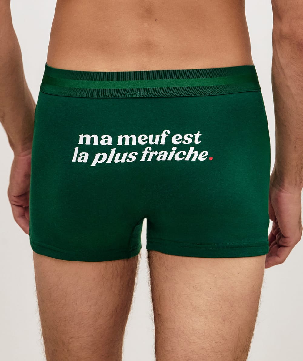 Cotton boxer shorts with message;