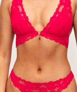 Triangle lace scarf bra with strawberry pendant;