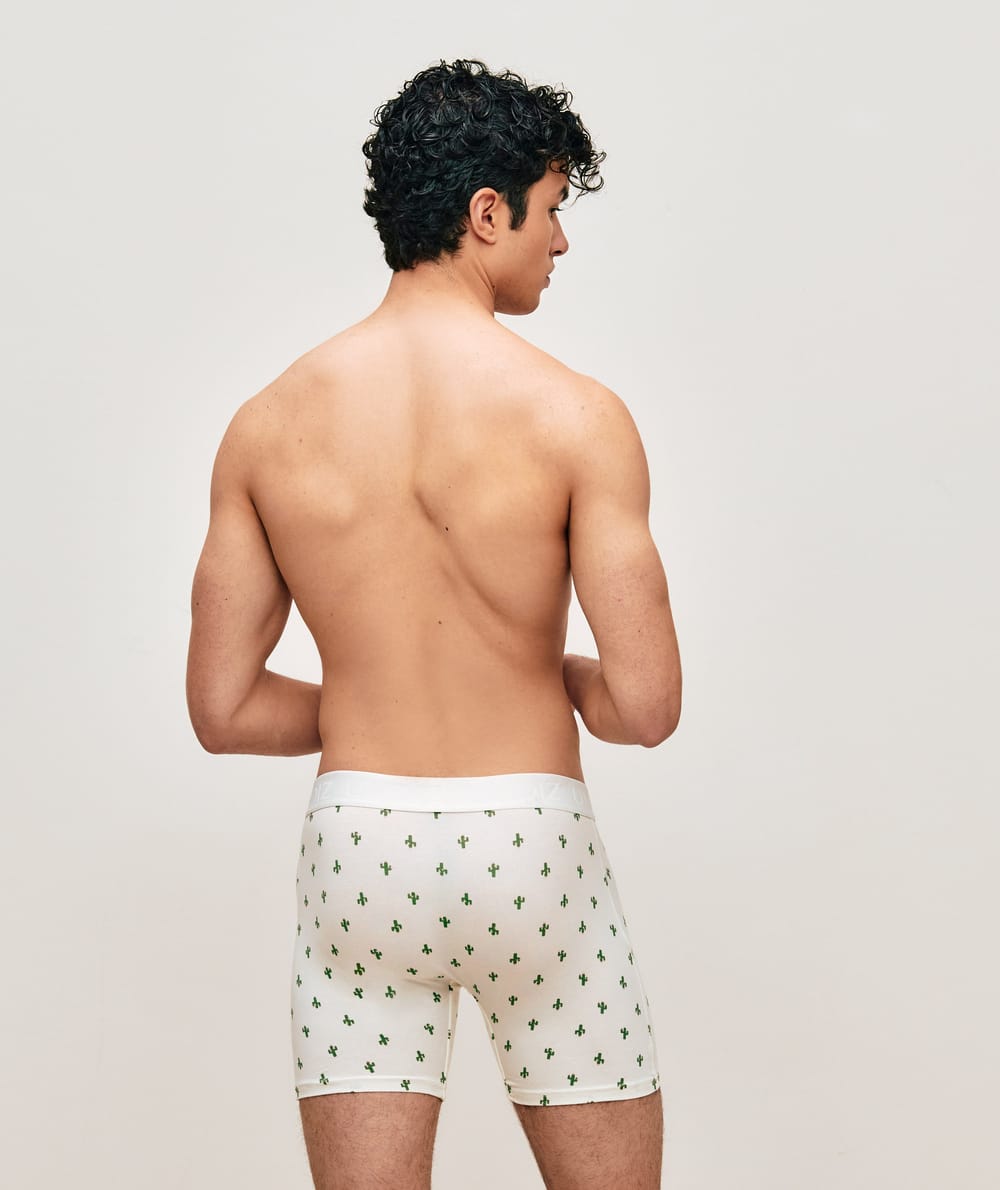 Boxer en coton avec imprim&eacute; cactus;