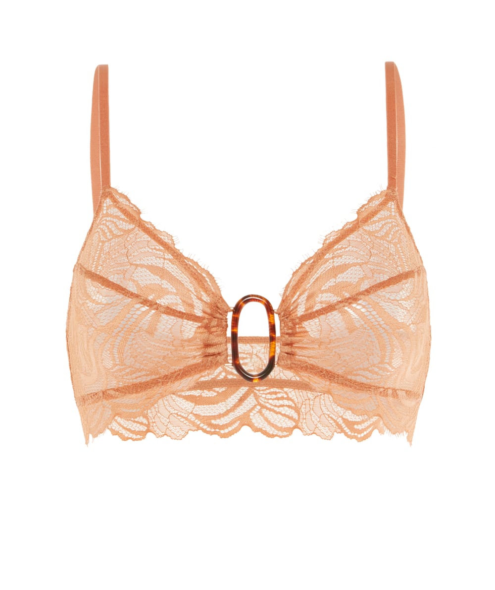 Lace crop top - light brown;