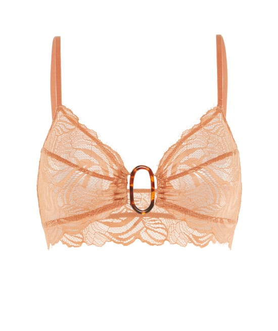 Brassière en dentelle marron clair;
