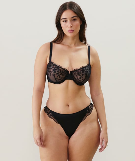 Embroidered balconette bra;