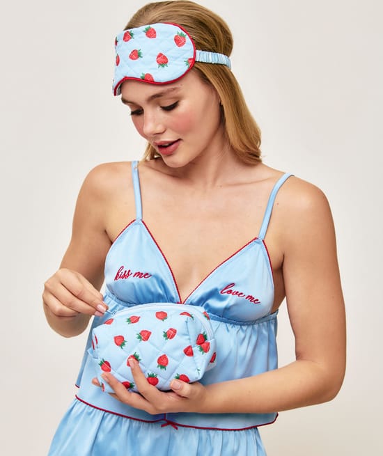 Strawberry pattern sleep mask;