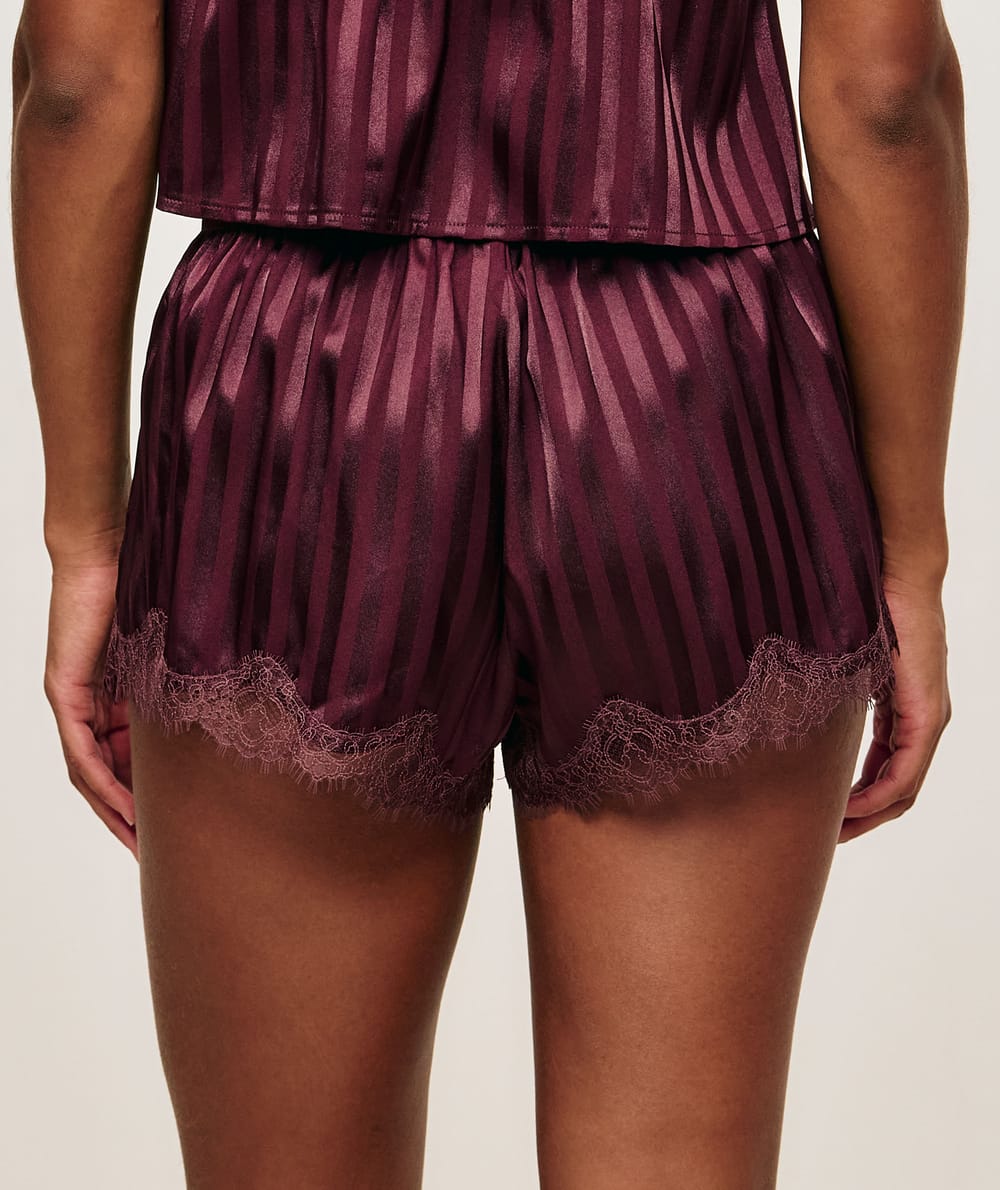 Satin and lace shorts;