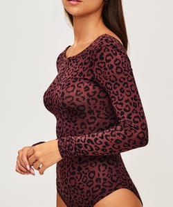 Cuerpo segunda piel mangas largas estampado de leopardo;
