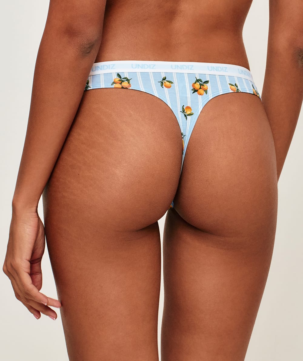 String en coton &agrave; rayures motifs mandarines;