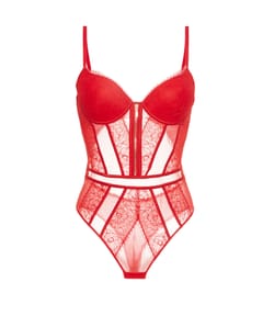 Lace push-up bodysuit;