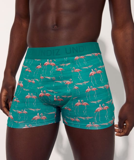 boxer en micro &agrave; motifs flamants roses;