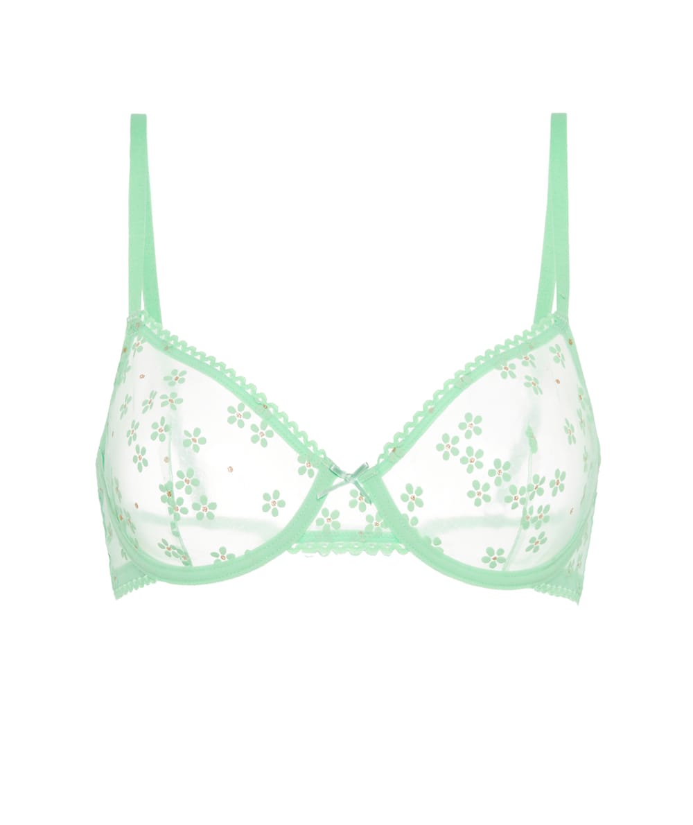 Soutien-gorge corbeille en tulle avec broderies;