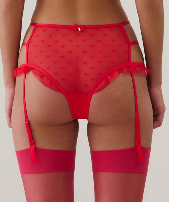 Tanga taille haute avec porte-jarretelles;