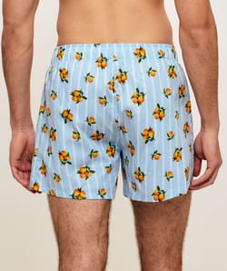 Cale&ccedil;on en coton &agrave; rayures motifs mandarines;