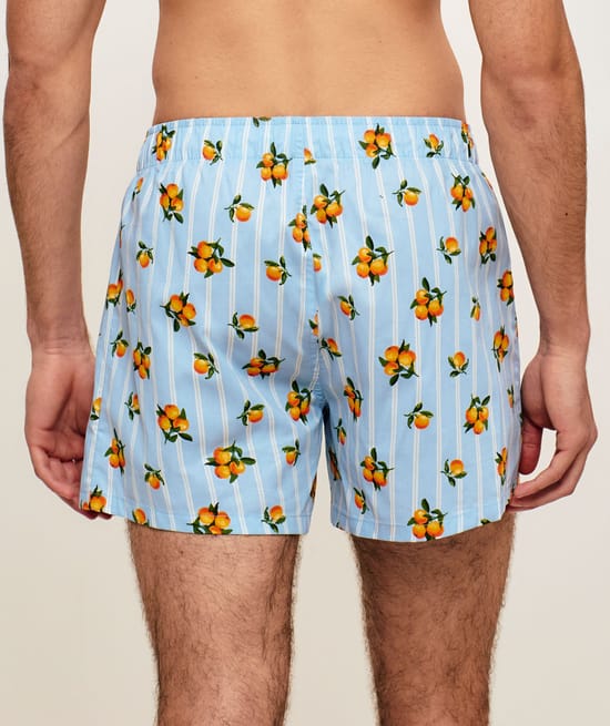 Cale&ccedil;on en coton &agrave; rayures motifs mandarines;