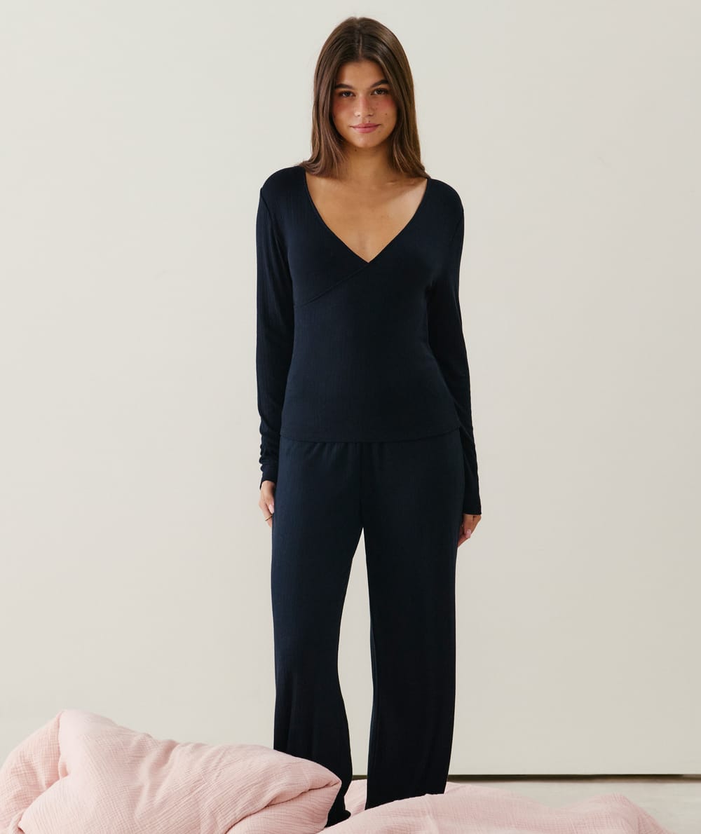 T-shirt cache-c&oelig;ur en pointelle;