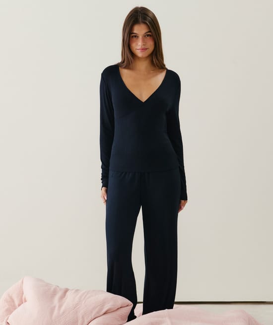 Wrap pointelle t-shirt;