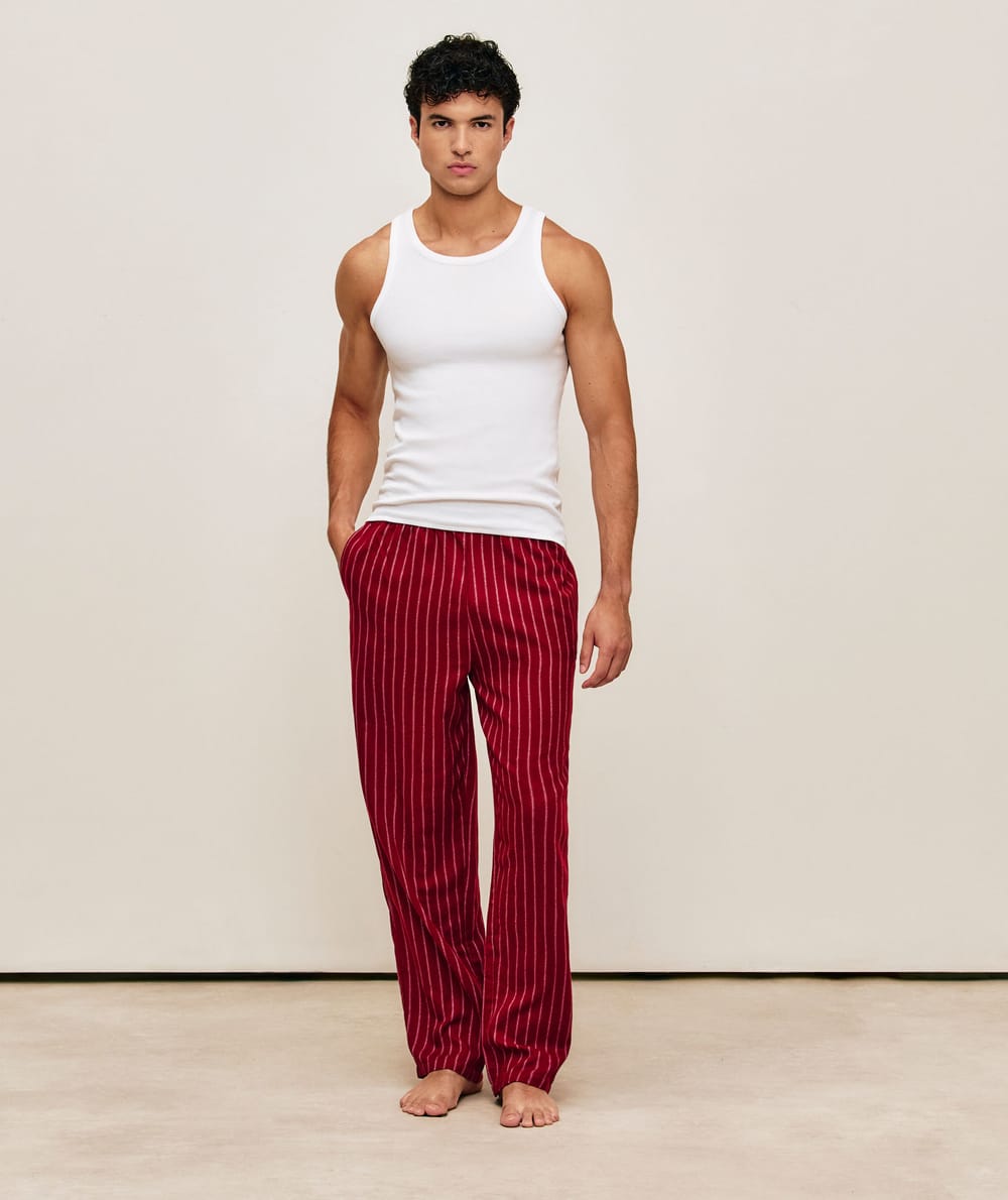 Pantalones de algod&oacute;n a rayas;