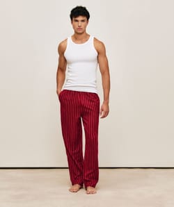 Pantalones de algod&oacute;n a rayas;