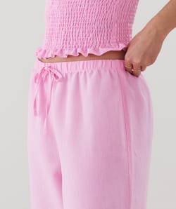 Straight-leg trousers with linen effect;