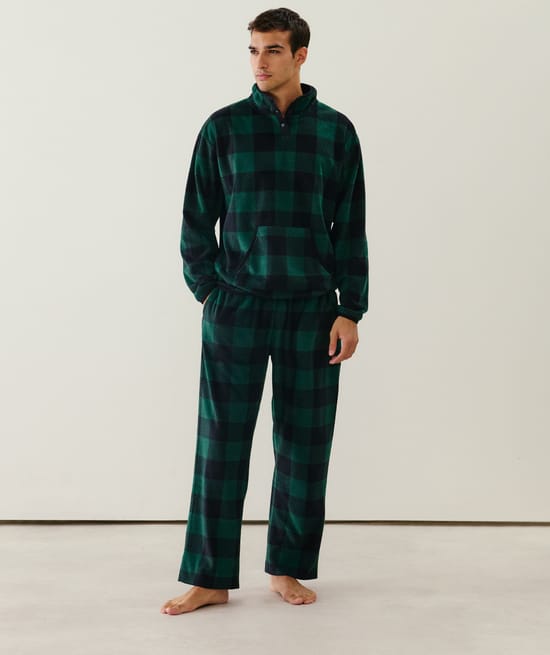 Checked fleece sweatshirt;