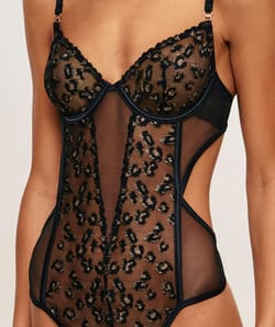 Body en mesh broderies l&eacute;opard;