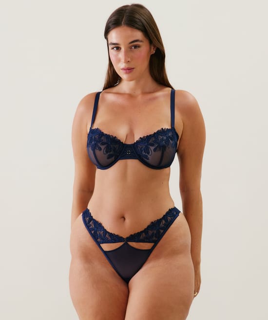 Balconette bra with embroidery;