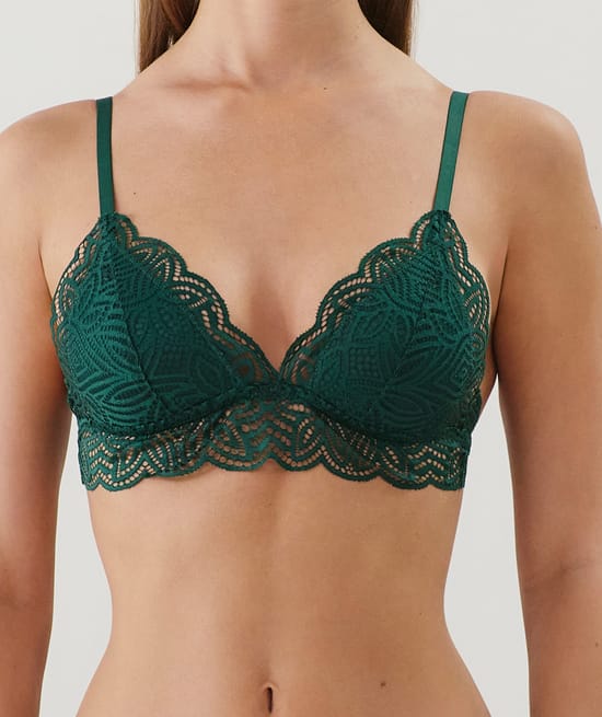 Lace triangle push-up bra;