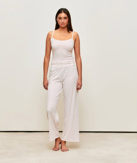 Jersey top with heart patterns;