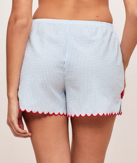 Cotton shorts with striped mouth pattern;