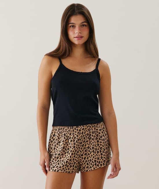 Short en jersey léopard;
