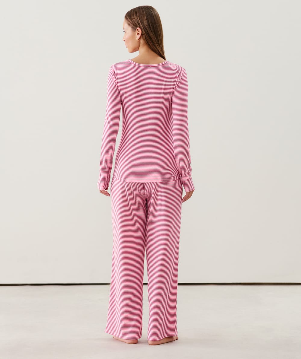 Pantalon Thermocosy en maille &agrave; rayures;