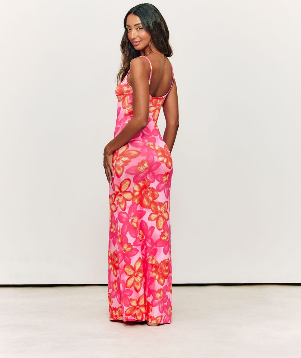 Long floral print dress;