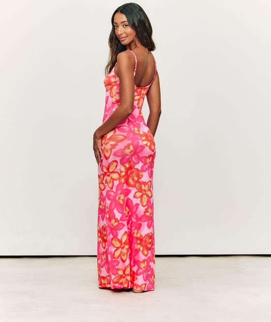 Long floral print dress;