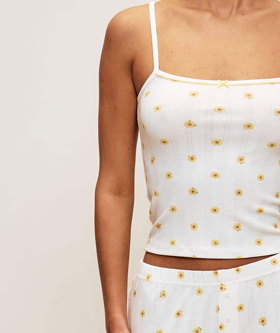 Printed sunflower tank top;