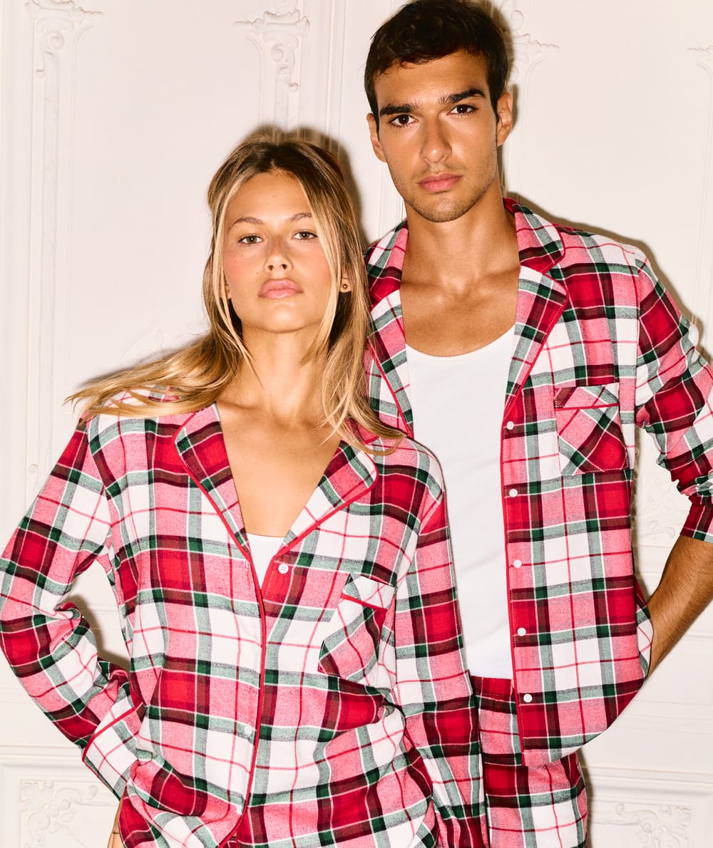 Checked flannel shirt;