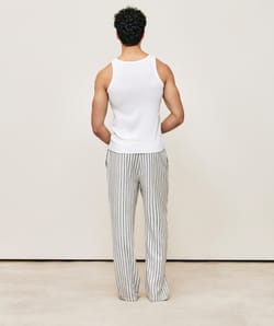 Striped flannel trousers;