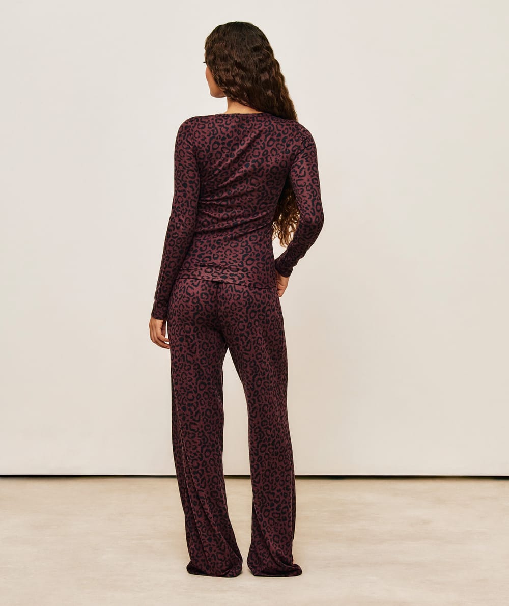 Pantalon en maille thermique motif l&eacute;opard;