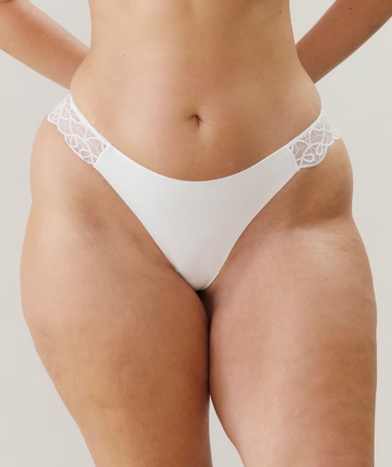 Thong with embroidery;