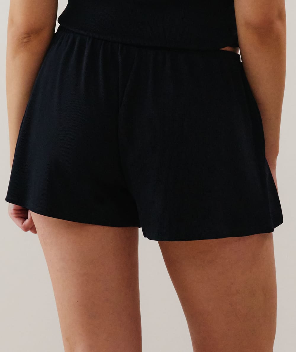Ribbed jersey shorts - black;
