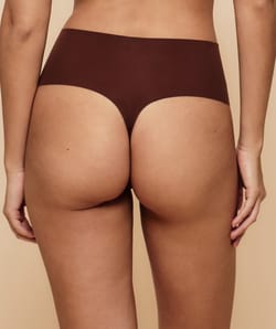 High-waisted seamless microfibre thong;