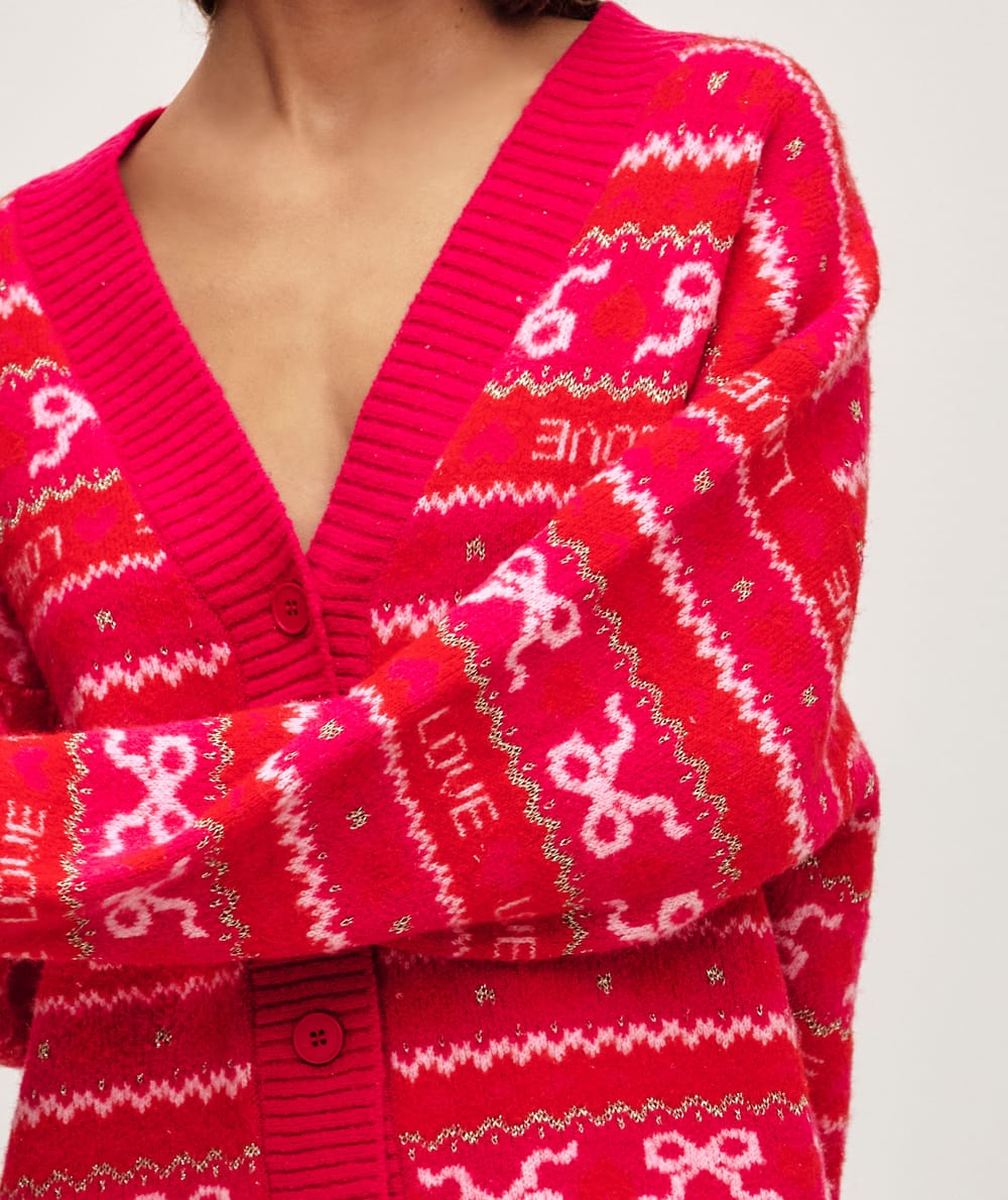 Cardigan de punto con motivos;