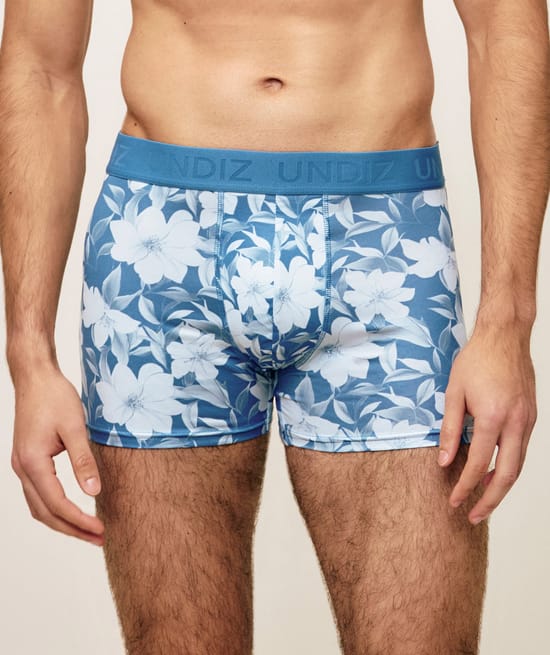 Microfibre boxer shorts with floral pattern;
