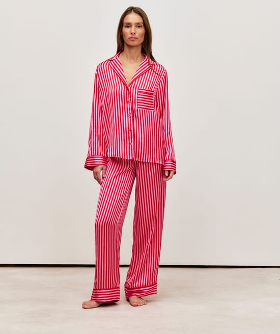 Striped satin pyjama bottoms;