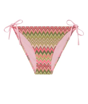 Multicolored crochet bikini bottom;