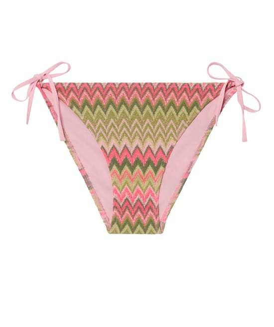 Bottom of swimsuit with zigzag pattern;