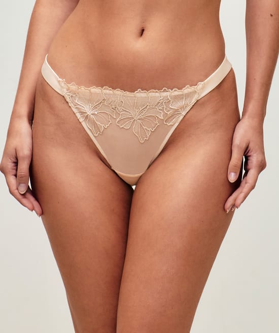 Thong with embroidery;
