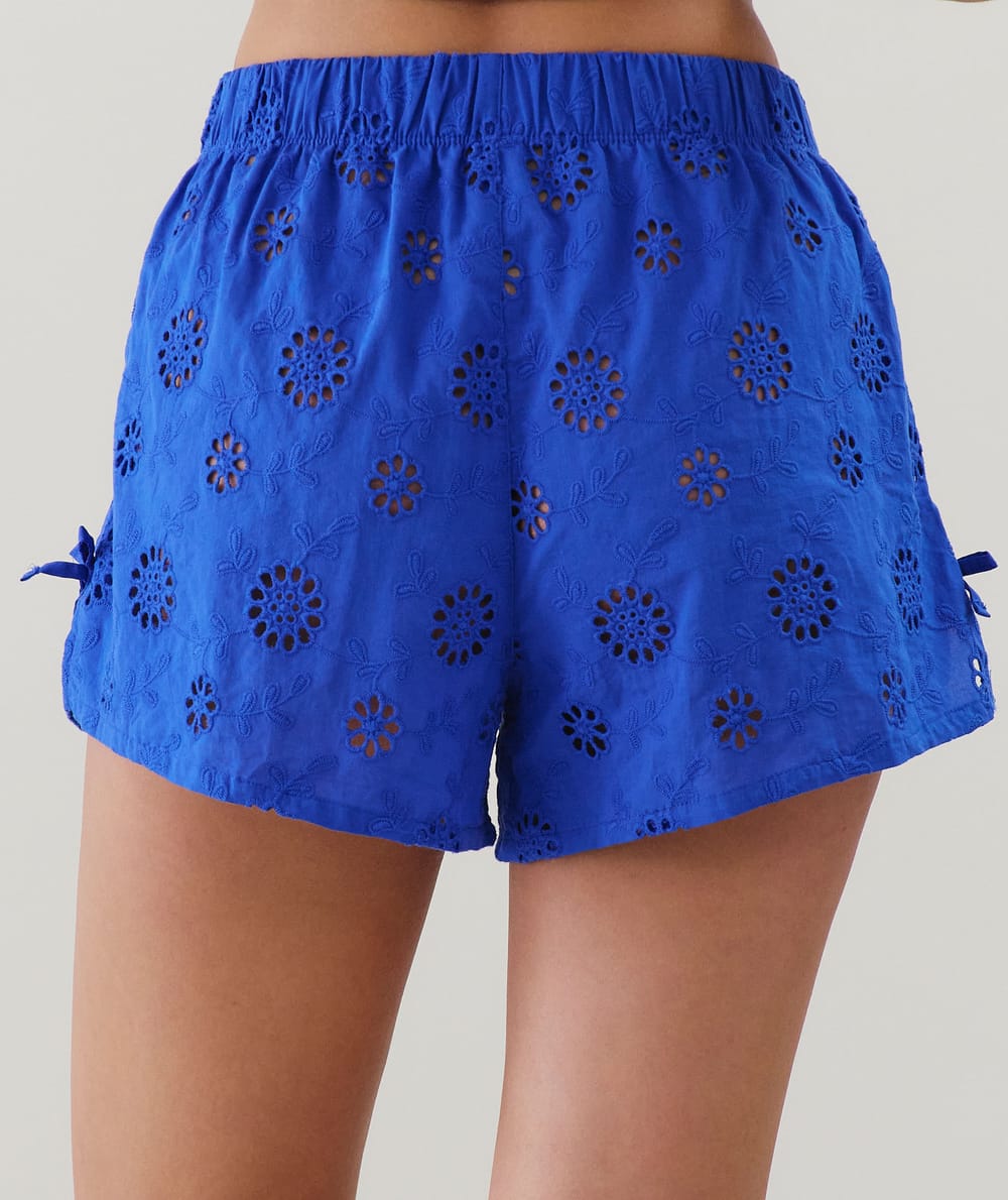 Katoenen short met borduurwerk;
