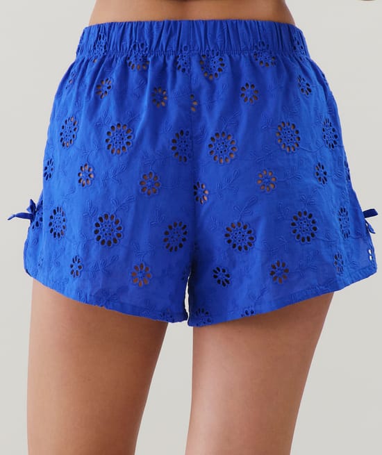 Katoenen short met borduurwerk;