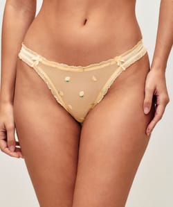 Tulle thong with lemon embroidery;