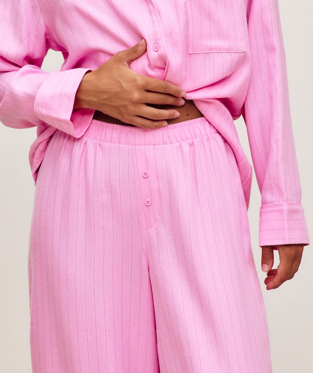 Striped flannel pants;